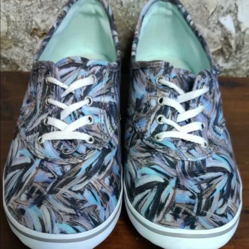 Vans Floral Canvas Shoes Womens 8 US Blue Tropical Beach Vacation Skater 721356
